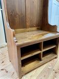 ^Hall Bench with Coat Hooks, Shelf and Shoe Cubby Hole compartment (Monks Bench)