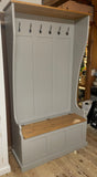 NEW PRODUCT^Tall Hallway Coat and Shoe Storage Porch, Settle, Pew, Monks Bench, with Coat Hooks and under storage seat storage