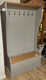 NEW PRODUCT^Tall Hallway Coat and Shoe Storage Porch, Settle, Pew, Monks Bench, with Coat Hooks and under storage seat storage