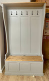 NEW PRODUCT^Tall Hallway Coat and Shoe Storage Porch, Settle, Pew, Monks Bench, with Coat Hooks and under storage seat storage