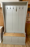 NEW PRODUCT^Tall Hallway Coat and Shoe Storage Porch, Settle, Pew, Monks Bench, with Coat Hooks and under storage seat storage