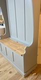 NEW PRODUCT^Tall Hallway Coat and Shoe Storage Porch, Settle, Pew, Monks Bench, with Coat Hooks and under storage seat storage