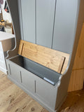 NEW PRODUCT^Tall Hallway Coat and Shoe Storage Porch, Settle, Pew, Monks Bench, with Coat Hooks and under storage seat storage