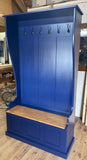 NEW PRODUCT^Tall Hallway Coat and Shoe Storage Porch, Settle, Pew, Monks Bench, with Coat Hooks and under storage seat storage