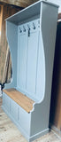 NEW PRODUCT^Tall Hallway Coat and Shoe Storage Porch, Settle, Pew, Monks Bench, with Coat Hooks and under storage seat storage
