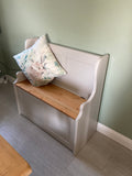 ^Hall Monks Bench Settle Pew Solid Pine 2 Panel with Under Seat Storage - 3' wide