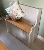 ^Hall Monks Bench Settle Pew Solid Pine 2 Panel with Under Seat Storage - 3' wide