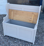 ^Hall Monks Bench Settle Pew Solid Pine 2 Panel with Under Seat Storage - 3' wide