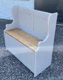 ^Hall Monks Bench Settle Pew Solid Pine 2 Panel with Under Seat Storage - 3' wide