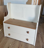 ^Hall Monks Bench Settle Pew Solid Pine 2 Panel with Under Seat Storage & Drawer