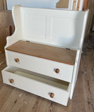 ^Hall Monks Bench Settle Pew Solid Pine 2 Panel with Under Seat Storage & Drawer