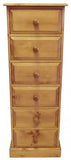 Solid Pine 6 Drawer Wellington / Narrow Chest of Drawers