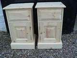Solid Pine 1 Door 1 Drawer Bedside Chest / Pot Cupboard - UK MADE