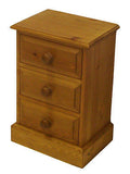 Solid Pine 3 Drawer Bedside Cabinet Chest (Small)