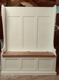 ^Hallway Porch Settle Pew Monks Bench, with Optional Coat Hook and under storage seat