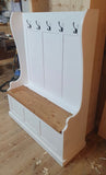 ^Hallway Porch Settle Pew Monks Bench, with Optional Coat Hook and under storage seat
