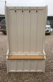 ^Tall Hallway Porch Settle Pew Monks Bench, with Optional Coat Hook and under storage seat