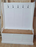 ^Hallway Porch Settle Pew Monks Bench, with Optional Coat Hook and under storage seat