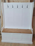 ^Hallway Porch Settle Pew Monks Bench, with Optional Coat Hook and under storage seat