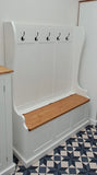 Hallway Porch Settle Pew Monks Bench, with Optional Coat Hook and under storage seat