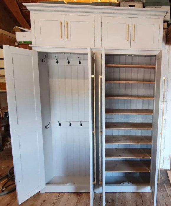 ~TRADITIONAL 4 Door Hall Coat & Shoe Storage Cupboard with Extra Top Storage (35 cm deep)