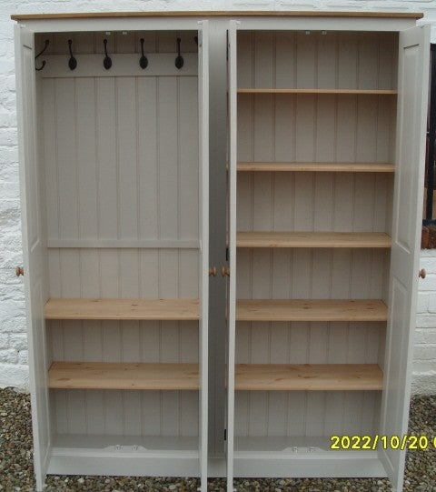 ~4 Door Hall Coat & Shoe or Toys Storage Cupboard with Hooks and Shelves (40 cm deep) OPTION 1