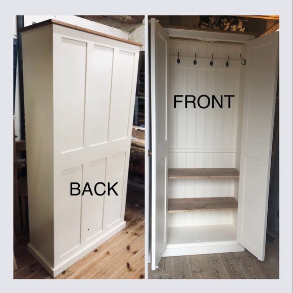 *ROOM DIVIDER Hall Cupboard with Panelled BACK - 80 cm, 90 cm, 100 cm, 118 cm and 156 cm wide