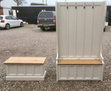 ^Tall Hallway Porch Settle Pew Monks Bench, with Optional Coat Hook and under storage seat