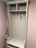 ^Hall Bench with Coat Hooks, Shelf and Shoe Cubby Hole compartment (Monks Bench)