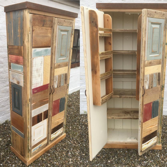 z**IN STOCK**BESPOKE Kitchen Larder Pantry Cupboard with Spice Racks, Reclaimed Timber ONE ONLY