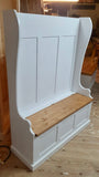 ^Hallway Porch Settle Pew Monks Bench, with Optional Coat Hook and under storage seat