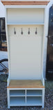 ^Hall Bench with Coat Hooks, Shelf and Shoe Cubby Hole compartment (Monks Bench)
