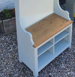 ^Hall Bench with Coat Hooks, Shelf and Shoe Cubby Hole compartment (Monks Bench)