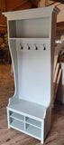 ^Hall Bench with Coat Hooks, Shelf and Shoe Cubby Hole compartment (Monks Bench)