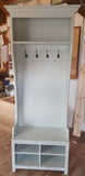 ^Hall Bench with Coat Hooks, Shelf and Shoe Cubby Hole compartment (Monks Bench)