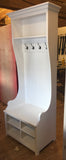 ^Hall Bench with Coat Hooks, Shelf and Shoe Cubby Hole compartment (Monks Bench)