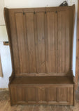 *Tall Hallway Porch Settle Pew Monks Bench, with Optional Coat Hook and under storage seat