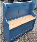 ^Hall Monks Bench Settle Pew Solid Pine 2 Panel with Under Seat Storage - 3' wide