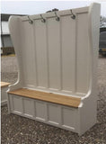 ^Hallway Porch Settle Pew Monks Bench, with Optional Coat Hook and under storage seat