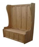 ^Hallway Porch Settle Pew Monks Bench, with Optional Coat Hook and under storage seat