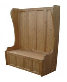 ^Hallway Porch Settle Pew Monks Bench, with Optional Coat Hook and under storage seat