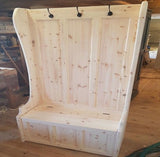 ^Hallway Porch Settle Pew Monks Bench, with Optional Coat Hook and under storage seat