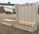 ^Hallway Porch Settle Pew Monks Bench, with Optional Coat Hook and under storage seat
