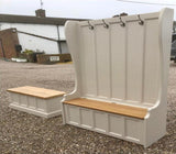 ^Hallway Porch Settle Pew Monks Bench, with Optional Coat Hook and under storage seat