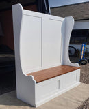 ^Hallway Porch Settle Pew Monks Bench, with Optional Coat Hook and under storage seat