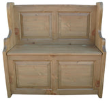 ^Hall Monks Bench Settle Pew Solid Pine 2 Panel with Under Seat Storage - 3' wide