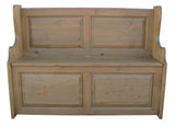 ^4' Wide Monks Bench Settle Pew Solid Pine 2 Panel with Under Seat Storage