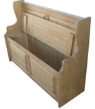 ^4' Wide Monks Bench Settle Pew Solid Pine 2 Panel with Under Seat Storage