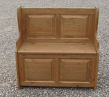 ^Hall Monks Bench Settle Pew Solid Pine 2 Panel with Under Seat Storage - 3' wide