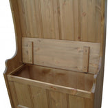 ^Hallway Porch Settle Pew Monks Bench, with Optional Coat Hook and under storage seat